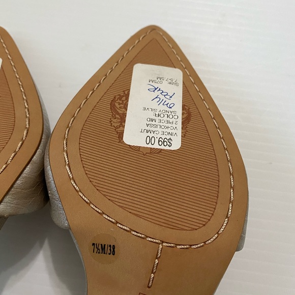 Vince Camuto Silver Snake Slingback Low High Heels - Picture 9 of 12